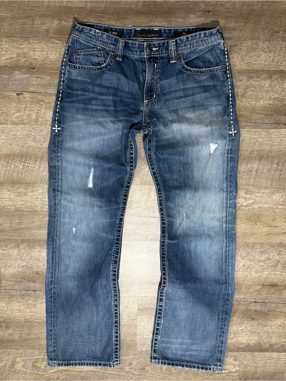 Y2K Affliction Jeans Baggy Men's 36X33 Blake Premuim Embroidered Distressed READ